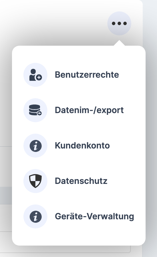 Navigation, Bereich „Einrichtung" mit dem Menüpunkt „Benutzerrechte"