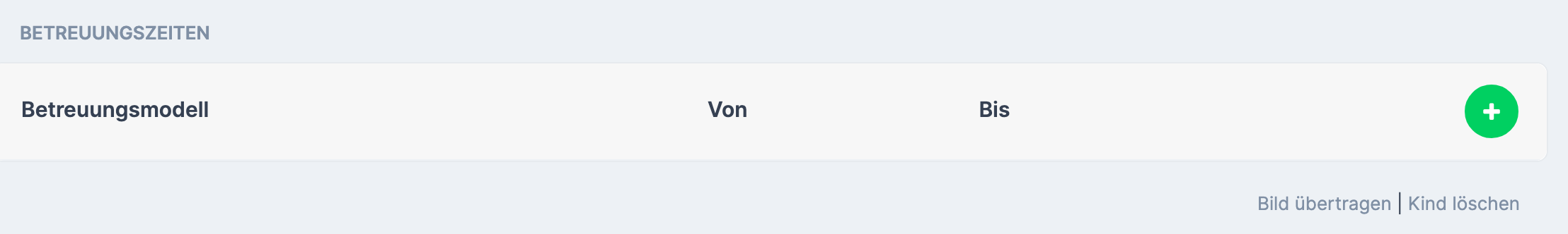 unterer Bereich des Kindprofils mit der Schaltfläche Kind löschen und dem Hinweis